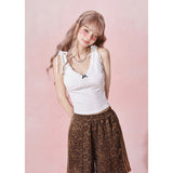 [GirlyFancyClub] "Coquette style" デリケートレースフリルVネックタンクトップ
