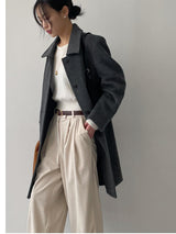 [Merino wool 90%] ステッチ襟付きハーフコート