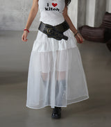 cancan frill see-through see-through long skirt