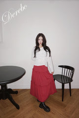 Beagle accentuated shirring frill long-sleeved shirt