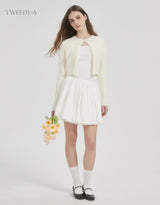 Lacey cotton shirring wrap mini skirt white