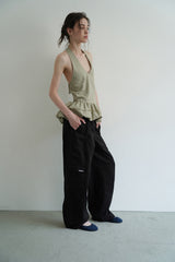 Gingham halter blouse_khaki
