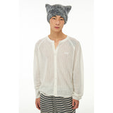 Slouchy crewneck wool cardigan jumper