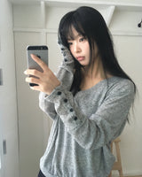 Hibe Button Linen Sweatshirt