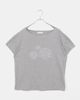 テルマシルバースタッドルーズフィットオフショルダー半袖Tシャツ