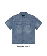 DENIM STUD HALF SHIRT