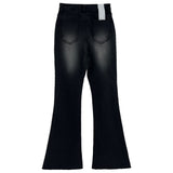 グラデーションウォッシュ加工ハイウエストスパンロングブーツカットデニムパンツ（ブラック）