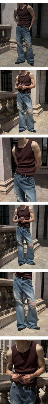 [Unisex] ティンウォッシングブーツカットデニムパンツ