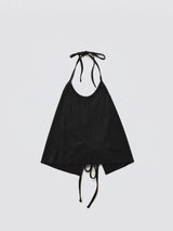 Halter-Tie Suede Apron_Black