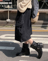 Dark denim balloon bermuda pants