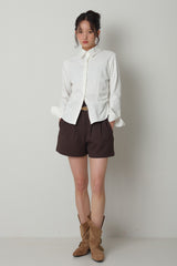 Twill Fintuck Shorts_Brown