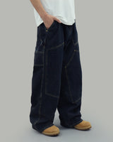 Hunter Rivet Denim Pants (Deep Blue)