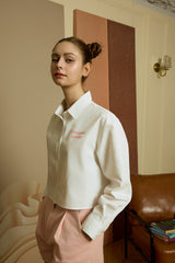 キャンパスラバーホワイトクロップドシャツ [For women]