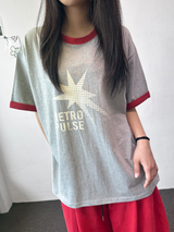 レットコントラストレタータトゥーパッチショートスリーブTシャツ3カラー