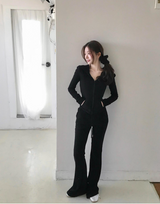 [♡MADE♡] puppy velour hip lettering slim bootcut pants