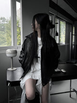 vintage old leather jacket (2color)