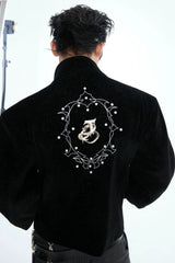 Metal Button Sparkle Stand Collar Jacket