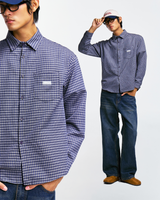 シティ オーバーサイズド プレイド シャツ (Navy)