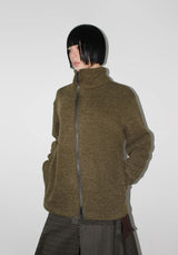 DIAGONAL HIGH-NECK ZIP-UP
