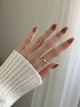 [6 set] pearl dot point ring set / flower cubic ring simple daily layered bold