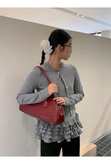 Gray Under Frill Layered Cardigan Top