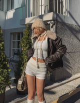 Cable Folding Knit Shorts