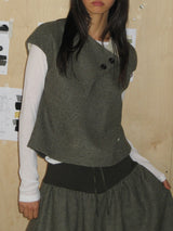 TULIP COLLAR PUFF BLOUSE (DOT KHAKI)