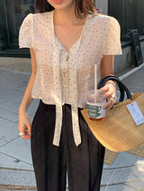 [MADE] Shimiz Dotted Puff Blouse