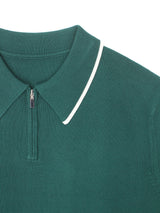 LMN ジェークツートーンジッパーカラー半袖ニット (4 colors)