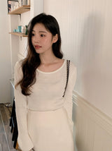 Basic U-neck Rib Puff Knit (5color)