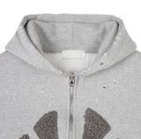 [Lining brushed] Curie New York Patch Damage Hood Zip-up