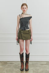 TINA BUCKLE CARGO SKIRT khaki