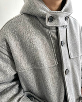 Carbon Wool Hooded Half Coat