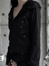 studded slim fit hooded zip-up (2color)