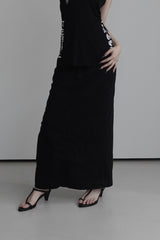 back slash denim long skirt