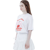 Cartoon Ribbon Flower Graphic T-shirt