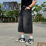 Leewoo denim bermuda pants