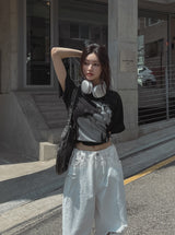 ピーポープリンティドコットン半袖Tシャツ