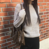 Mucoon Belt Big Shopper Leather Shoulder Bag