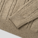 All-Day Cable Pattern Two-Button Collar Knit