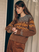 NORDIC KNIT PULLOVER BROWN