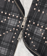 STUD UNION JACK ZIP UP HOODIE BLACK(CV2FFUM480A)