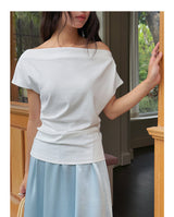 Off Shoulder Ruched Short Sleeve Top
