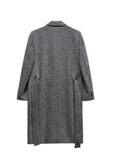 [LANARCH] カシミアブークレダブルブレストロングコート