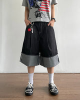 ロールアップバミューダデニムパンツ