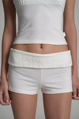 Caramel folded short pants, White