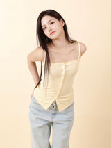 ボタンノースリーブトップス Yellow