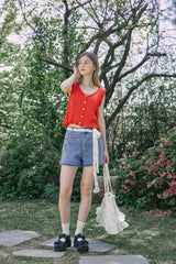FRILL PUNCHING KNIT VEST (2 COLORS)