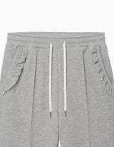 FRILL BOOTCUT BANDING PANTS (MELANGE GRAY)