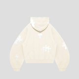 WHITE CROSS ZIP HOODIE